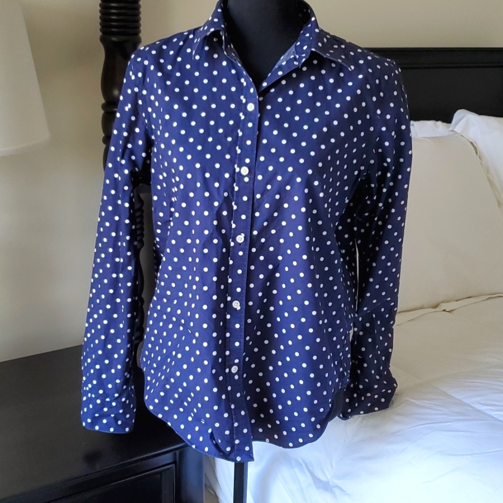 Lauren Ralph Lauren Navy & White Polka Dot Shirt